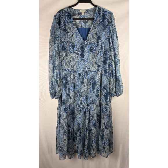 NEW Joie Maxi Dress Size XXL Blue Green Parisian Paisley Tiered - Picture 2 of 8
